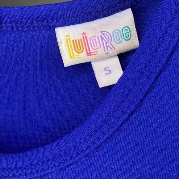 LulaRoe Blue Coral Pink Pleated Fit & Flare Amelia Dress Small - Picture 8 of 9